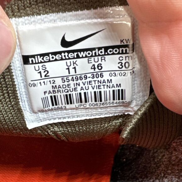 Nike Lunar Flyknit Chukka Mens Size 12 Shoes Tarp Green Crimson Red 554969-306 - Picture 8 of 8